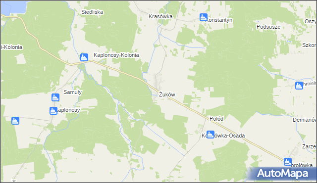 mapa Żuków gmina Włodawa, Żuków gmina Włodawa na mapie Targeo