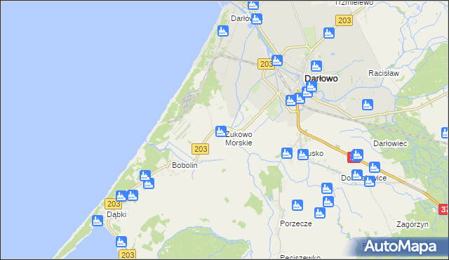 mapa Żukowo Morskie, Żukowo Morskie na mapie Targeo