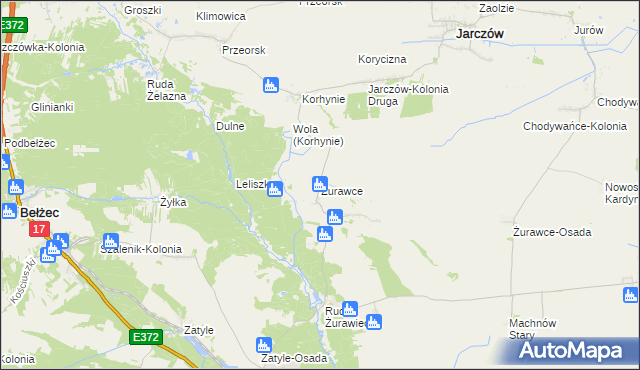 mapa Żurawce, Żurawce na mapie Targeo