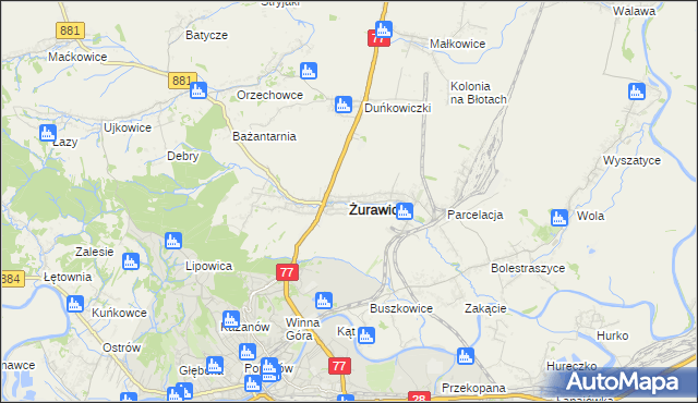 mapa Żurawica powiat przemyski, Żurawica powiat przemyski na mapie Targeo