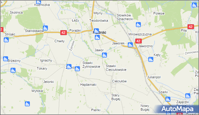 mapa Żurawie gmina Rudniki, Żurawie gmina Rudniki na mapie Targeo
