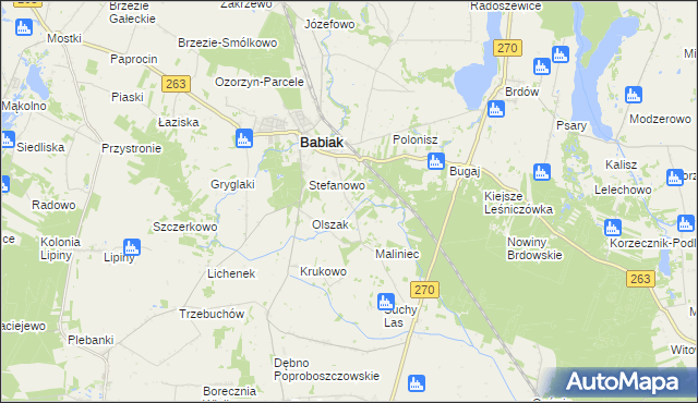 mapa Żurawieniec gmina Babiak, Żurawieniec gmina Babiak na mapie Targeo