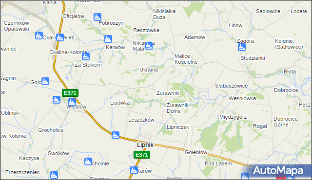 mapa Żurawniki gmina Lipnik, Żurawniki gmina Lipnik na mapie Targeo