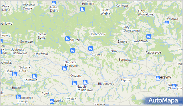 mapa Żurowa, Żurowa na mapie Targeo