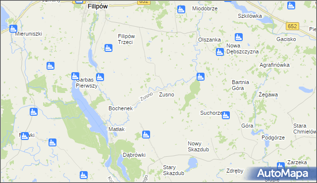 mapa Zusno, Zusno na mapie Targeo