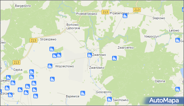 mapa Zwartowo gmina Choczewo, Zwartowo gmina Choczewo na mapie Targeo