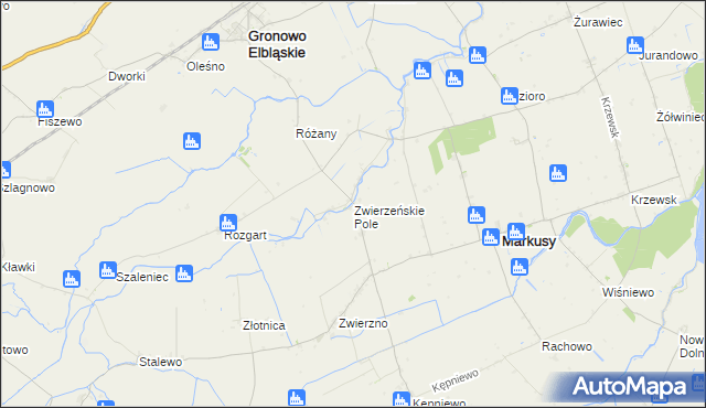 mapa Zwierzeńskie Pole, Zwierzeńskie Pole na mapie Targeo