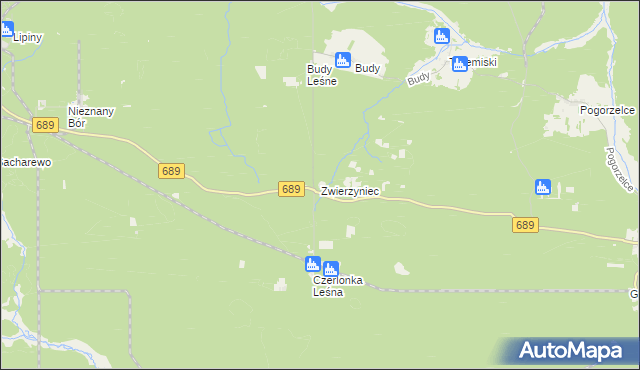 mapa Zwierzyniec gmina Białowieża, Zwierzyniec gmina Białowieża na mapie Targeo