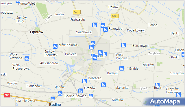 mapa Żychlin powiat kutnowski, Żychlin powiat kutnowski na mapie Targeo