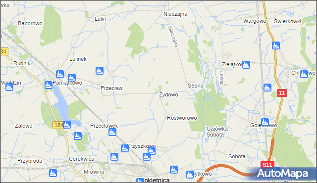 mapa Żydowo gmina Rokietnica, Żydowo gmina Rokietnica na mapie Targeo