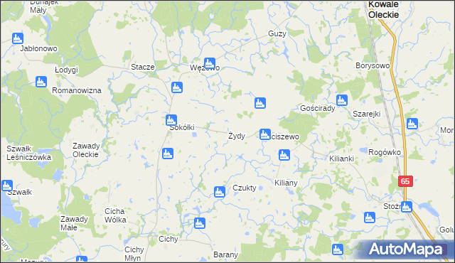 mapa Żydy gmina Kowale Oleckie, Żydy gmina Kowale Oleckie na mapie Targeo