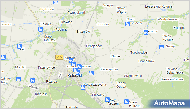 mapa Zygmuntów gmina Koluszki, Zygmuntów gmina Koluszki na mapie Targeo