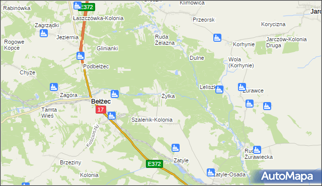 mapa Żyłka, Żyłka na mapie Targeo