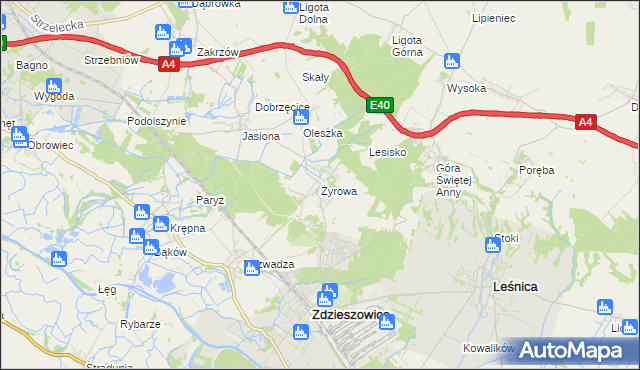 mapa Żyrowa, Żyrowa na mapie Targeo