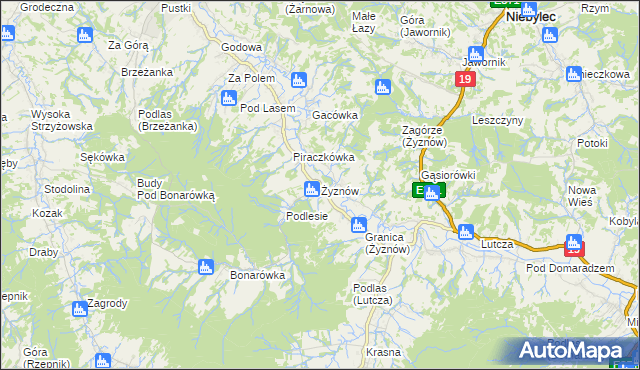 mapa Żyznów gmina Strzyżów, Żyznów gmina Strzyżów na mapie Targeo