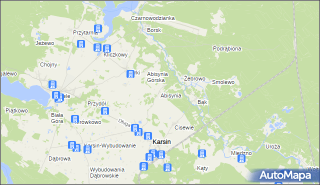mapa Abisynia gmina Karsin, Abisynia gmina Karsin na mapie Targeo