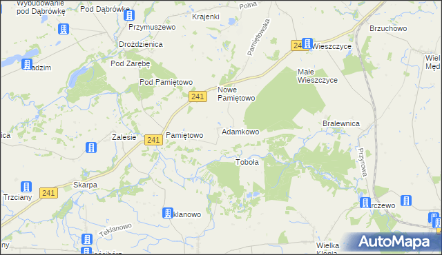 mapa Adamkowo, Adamkowo na mapie Targeo