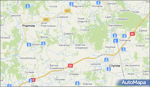 mapa Adamów Drwalewski, Adamów Drwalewski na mapie Targeo