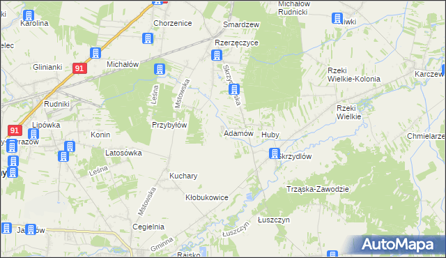 mapa Adamów gmina Kłomnice, Adamów gmina Kłomnice na mapie Targeo