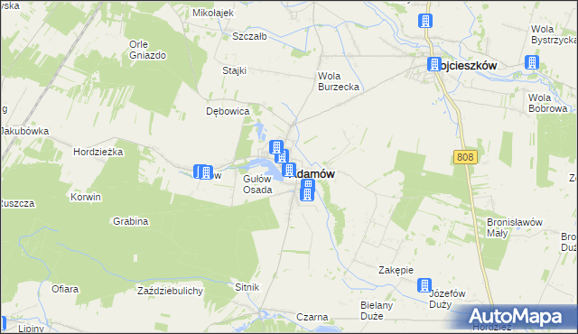 mapa Adamów powiat łukowski, Adamów powiat łukowski na mapie Targeo