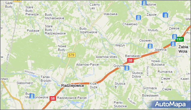 mapa Adamów-Wieś, Adamów-Wieś na mapie Targeo