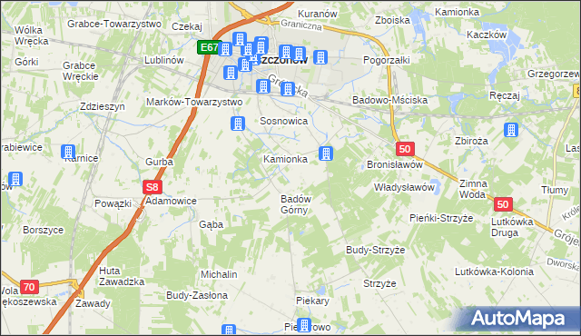 mapa Adamówek gmina Mszczonów, Adamówek gmina Mszczonów na mapie Targeo