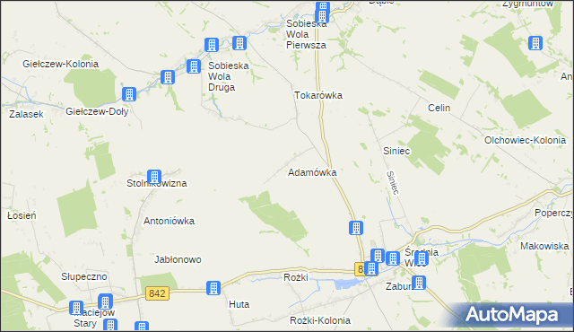 mapa Adamówka gmina Żółkiewka, Adamówka gmina Żółkiewka na mapie Targeo