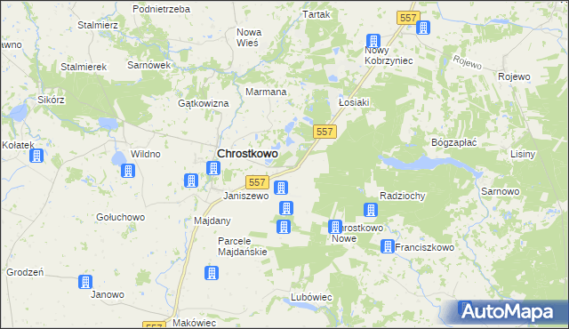 mapa Adamowo gmina Chrostkowo, Adamowo gmina Chrostkowo na mapie Targeo