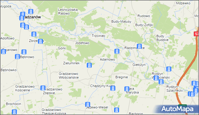 mapa Adamowo gmina Strzegowo, Adamowo gmina Strzegowo na mapie Targeo