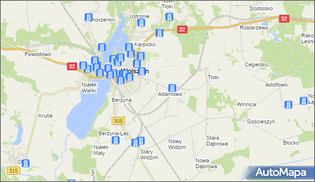 mapa Adamowo gmina Wolsztyn, Adamowo gmina Wolsztyn na mapie Targeo