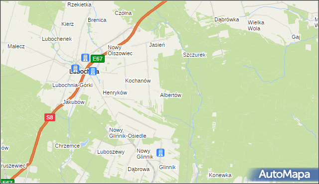 mapa Albertów gmina Lubochnia, Albertów gmina Lubochnia na mapie Targeo