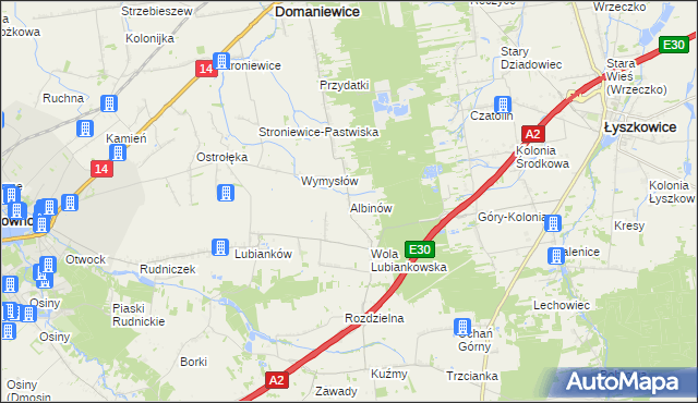 mapa Albinów gmina Głowno, Albinów gmina Głowno na mapie Targeo