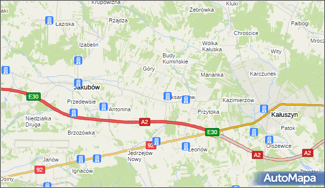 mapa Aleksandrów gmina Jakubów, Aleksandrów gmina Jakubów na mapie Targeo