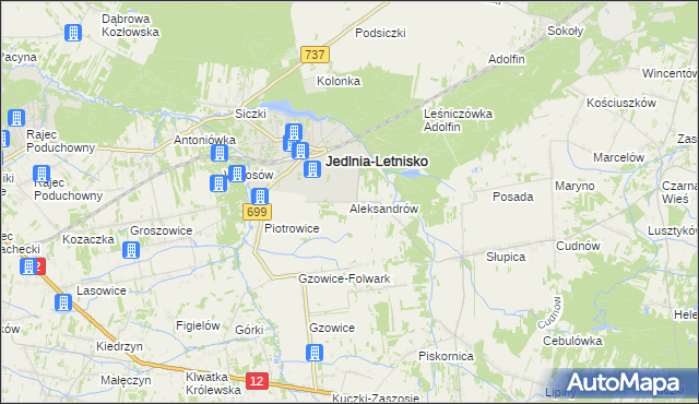 mapa Aleksandrów gmina Jedlnia-Letnisko, Aleksandrów gmina Jedlnia-Letnisko na mapie Targeo