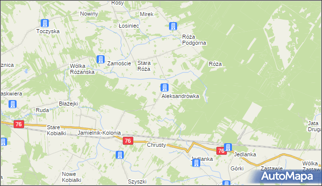 mapa Aleksandrówka gmina Stoczek Łukowski, Aleksandrówka gmina Stoczek Łukowski na mapie Targeo