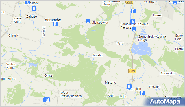 mapa Amelin gmina Kamionka, Amelin gmina Kamionka na mapie Targeo