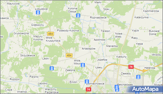 mapa Anastazów, Anastazów na mapie Targeo