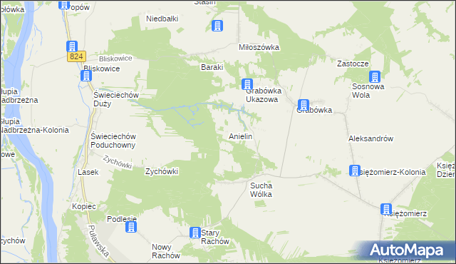 mapa Anielin gmina Annopol, Anielin gmina Annopol na mapie Targeo