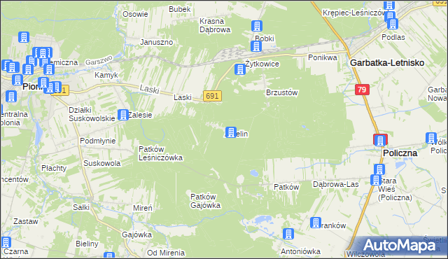 mapa Anielin gmina Garbatka-Letnisko, Anielin gmina Garbatka-Letnisko na mapie Targeo