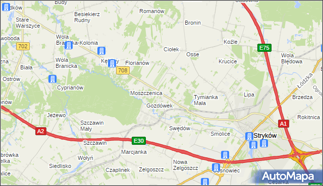 mapa Anielin Swędowski, Anielin Swędowski na mapie Targeo