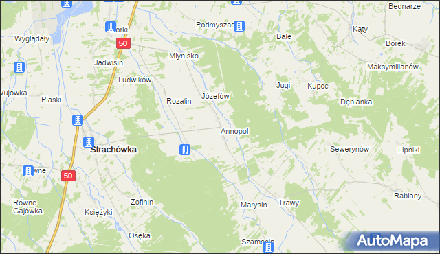 mapa Annopol gmina Strachówka, Annopol gmina Strachówka na mapie Targeo