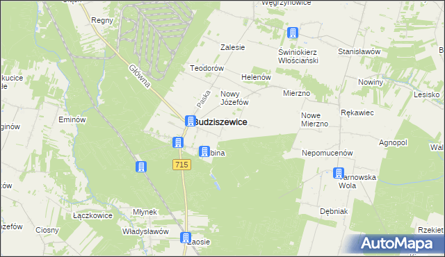 mapa Antolin gmina Budziszewice, Antolin gmina Budziszewice na mapie Targeo