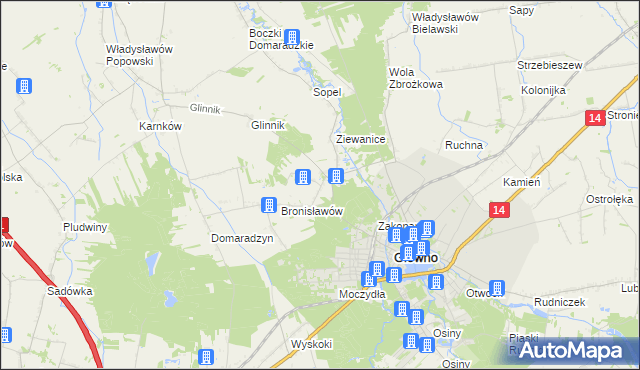 mapa Antoniew gmina Głowno, Antoniew gmina Głowno na mapie Targeo