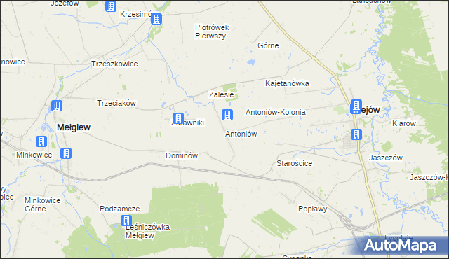 mapa Antoniów gmina Milejów, Antoniów gmina Milejów na mapie Targeo