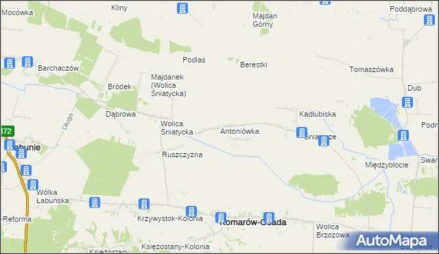 mapa Antoniówka gmina Komarów-Osada, Antoniówka gmina Komarów-Osada na mapie Targeo