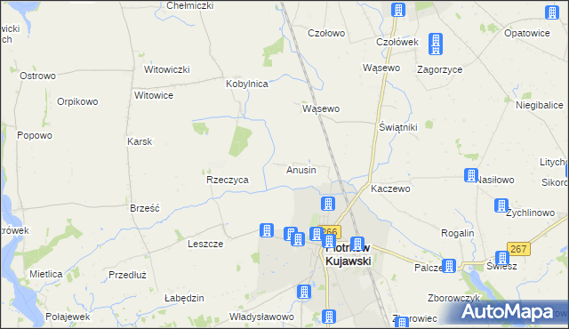 mapa Anusin gmina Piotrków Kujawski, Anusin gmina Piotrków Kujawski na mapie Targeo