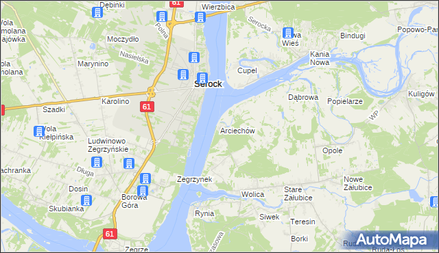 mapa Arciechów gmina Radzymin, Arciechów gmina Radzymin na mapie Targeo