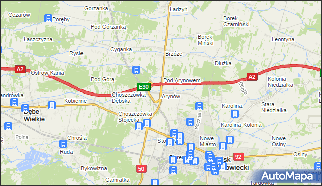 mapa Arynów, Arynów na mapie Targeo