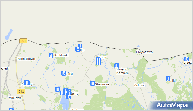 mapa Asuny, Asuny na mapie Targeo