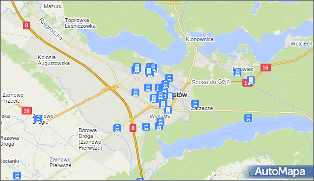 mapa Augustów, Augustów na mapie Targeo